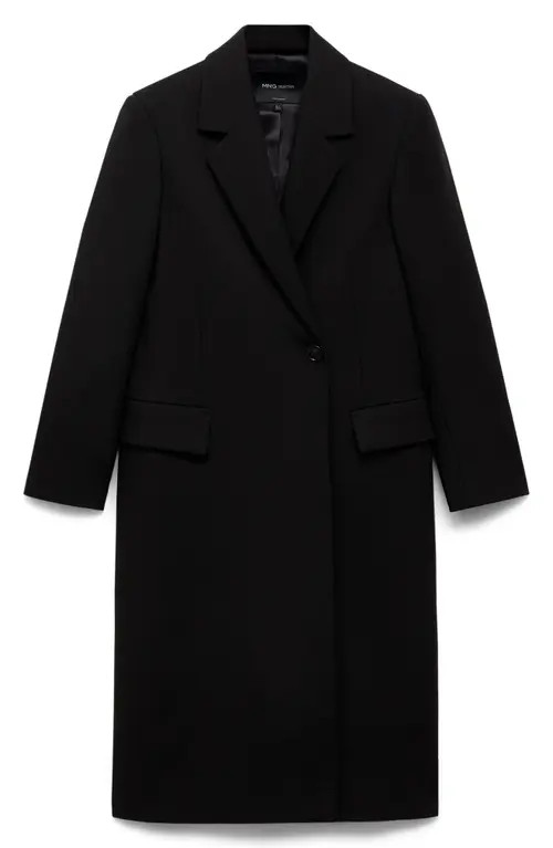 MANGO Structured Longline Coat in Black at Nordstrom, Size Small | Nordstrom