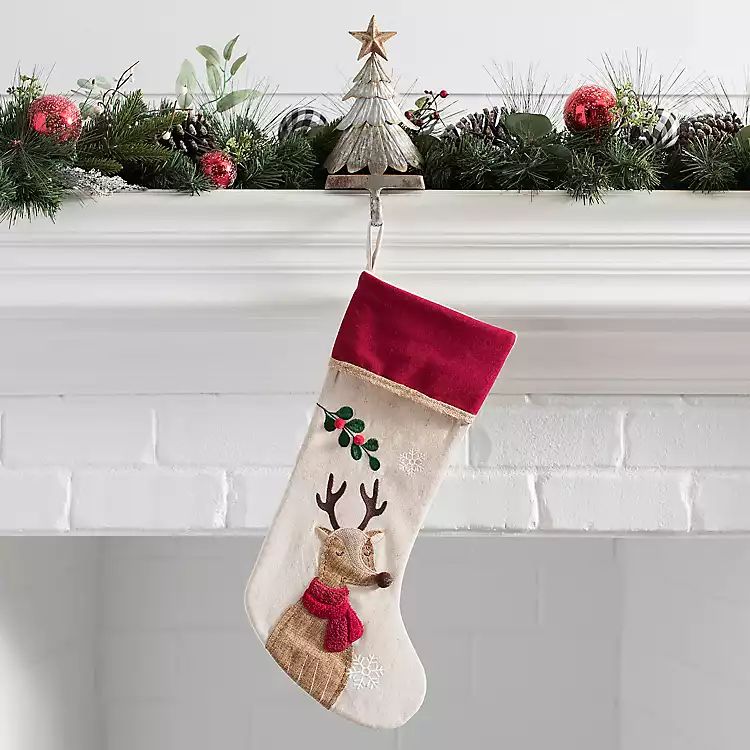 Rustic Reindeer Stocking | Kirkland's Home