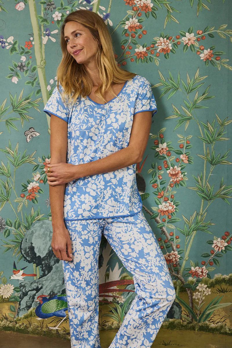 Pima Short-Long Set in Sky Floral | Lake Pajamas