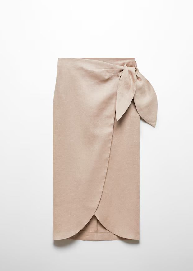 Bow linen skirt -  Women | Mango USA | MANGO (US)
