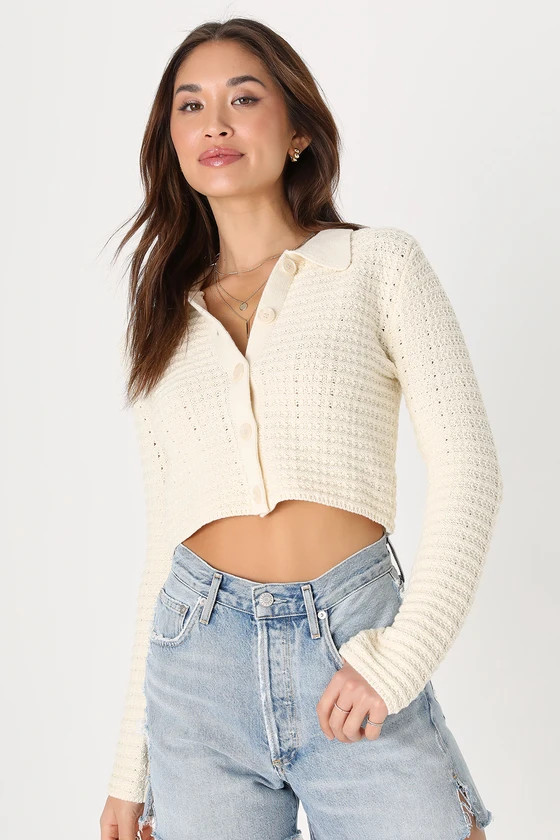 Essential Beauty Cream  Button-Up Long Sleeve Cardigan Sweater | Lulus (US)