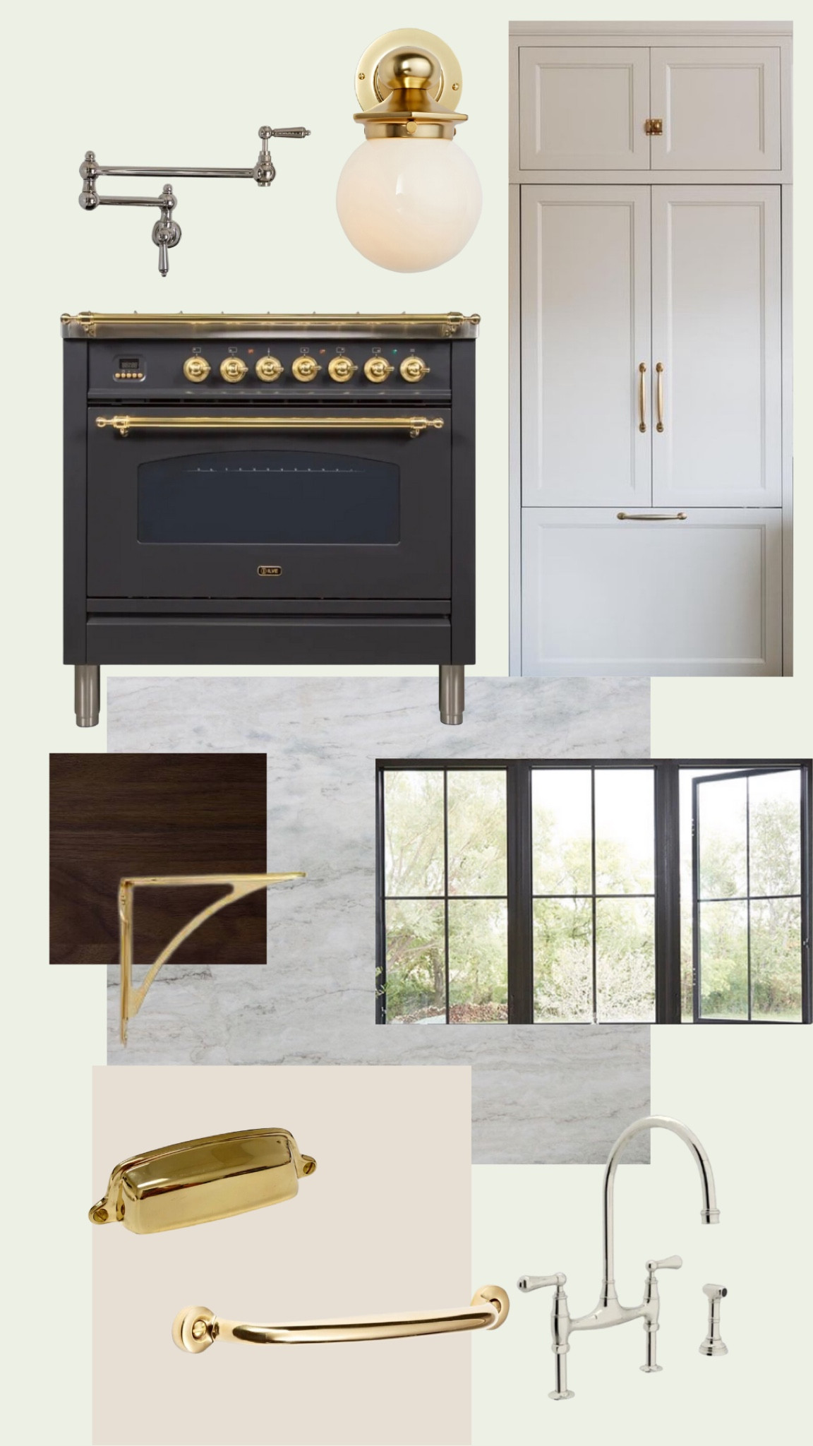 English cottage kitchen renovation! 

Moodboard, Ilve range, farrow and ball, sea pearl quartzite, rejuvenation, unlacquered brass pulls, countertops, classic kitchen, timeless, sconces, Perrin and Rowe rohl, polished nickel faucet, potfiller 

#LTKstyletip #LTKhome