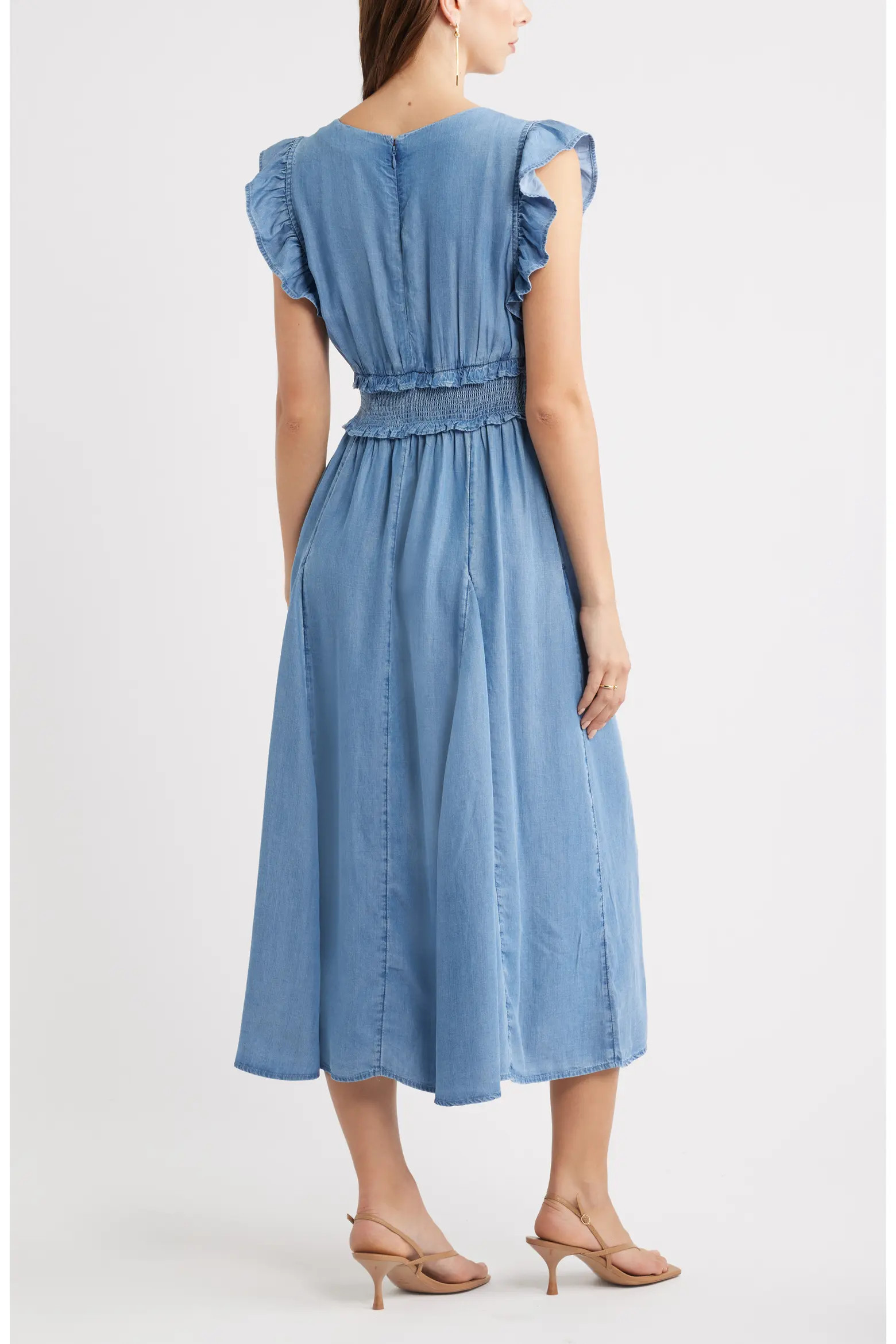 Smocked Chambray Midi Dress (Women) | Nordstrom | Nordstrom