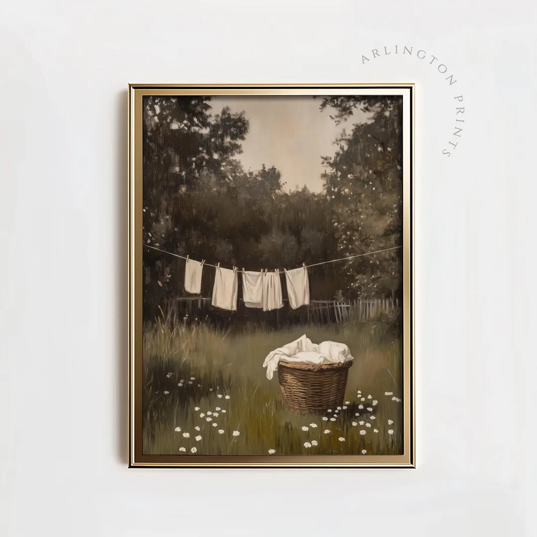 Muted Moody Laundry Print, PRINTABLE Cottagecore Aesthetic Wall Art, Vintage Style Laundry Room P... | Etsy (US)