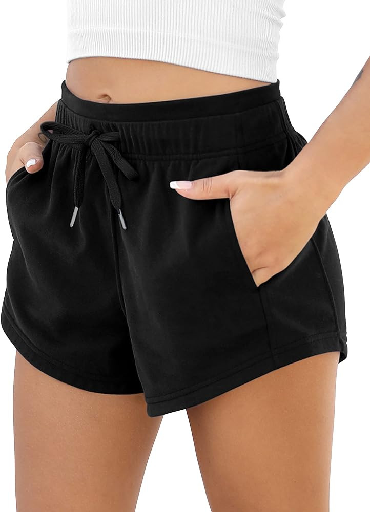 ODODOS Women's Sweat Shorts with Pockets Cotton French Terry Drawstring Summer Workout Casual Lou... | Amazon (US)