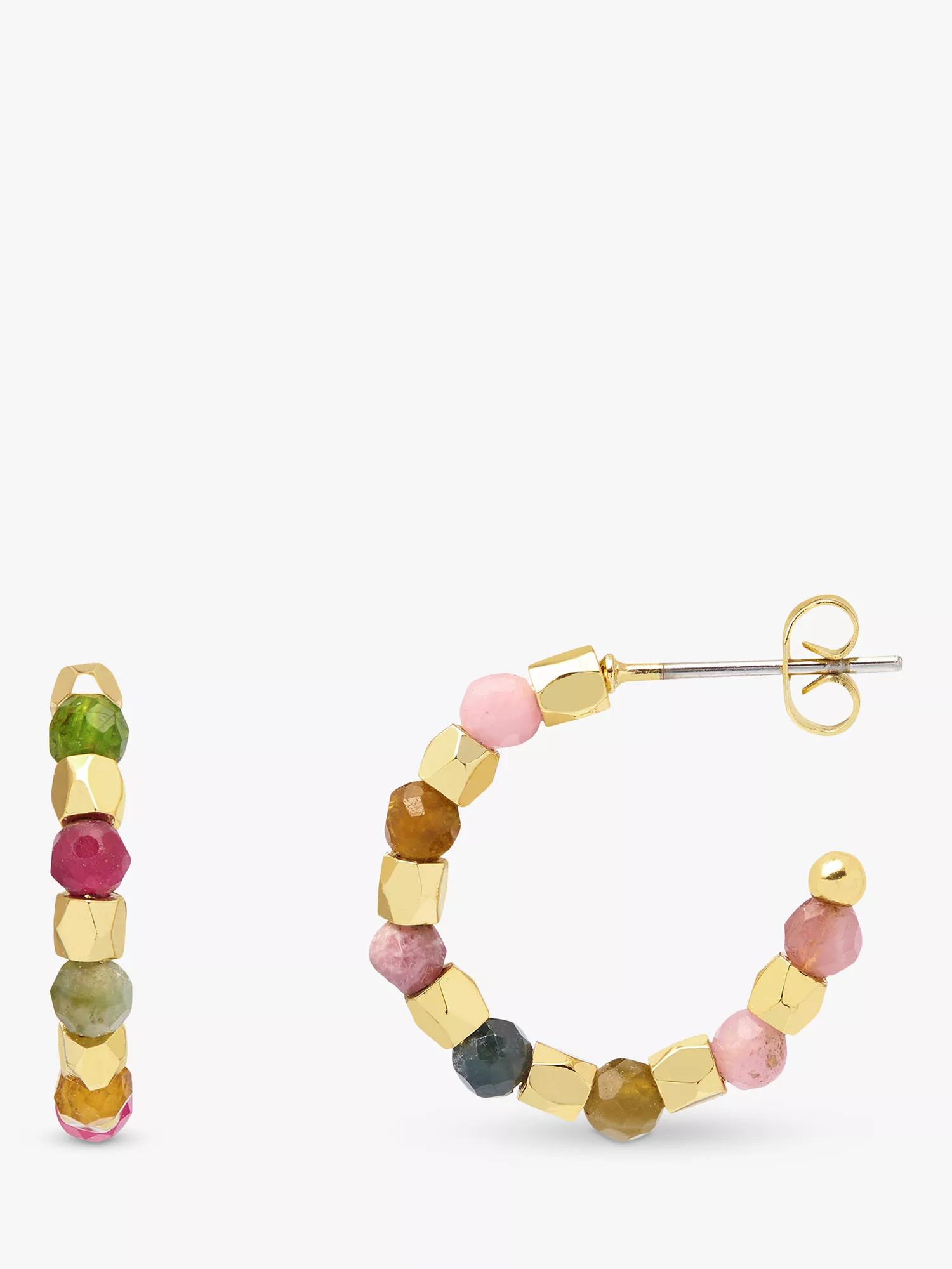 Estella Bartlett Coco Tourmaline Beaded Hoop Earrings, Gold/Multi | John Lewis (UK)