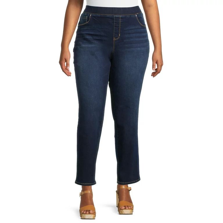 Terra & Sky Women's Plus Size Pull-On Straight Jeans | Walmart (US)