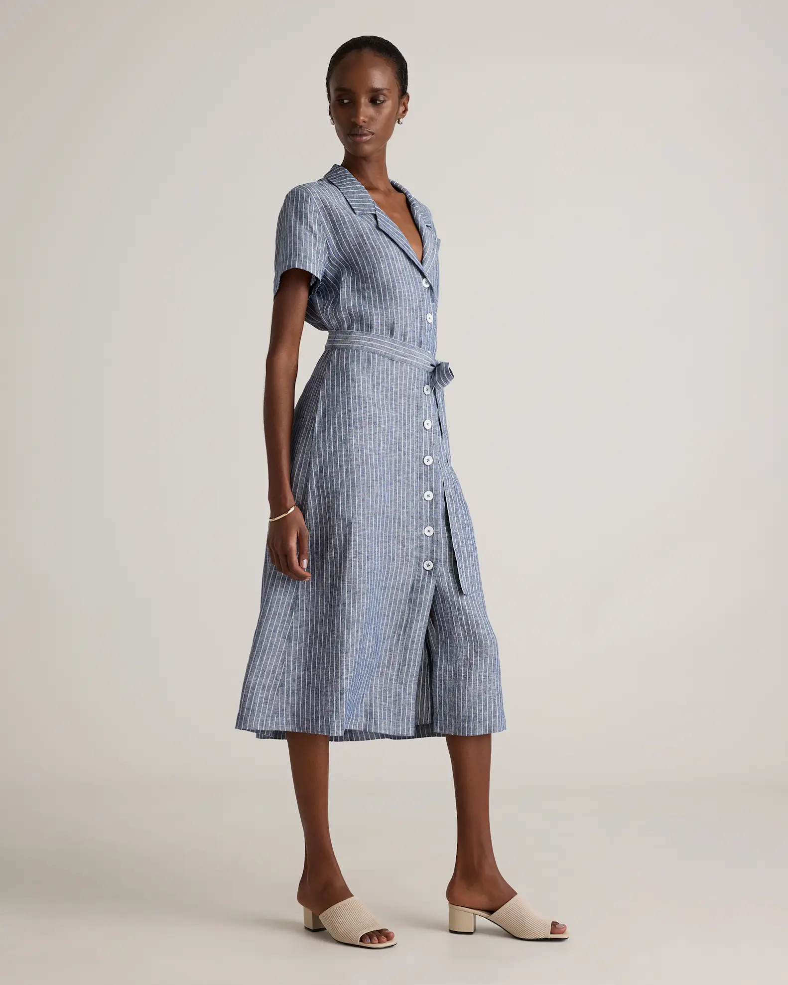 100% European Linen Button Front Dress | Quince