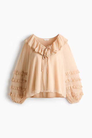 MAMA Ruffle-Trimmed Chiffon Blouse | H&M (US + CA)