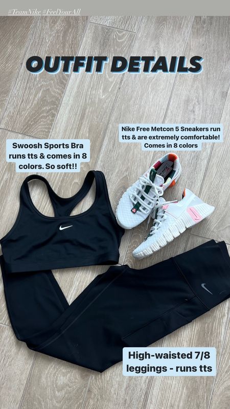 LOVE these pieces From @nikewellness ! Everything runs true to size but if you’re pregnant size up. The leggings and sports bra are so soft!! Sneakers run tts.

#TeamNike #FeelYourAll

#LTKfindsunder100 #LTKstyletip #LTKfitness
