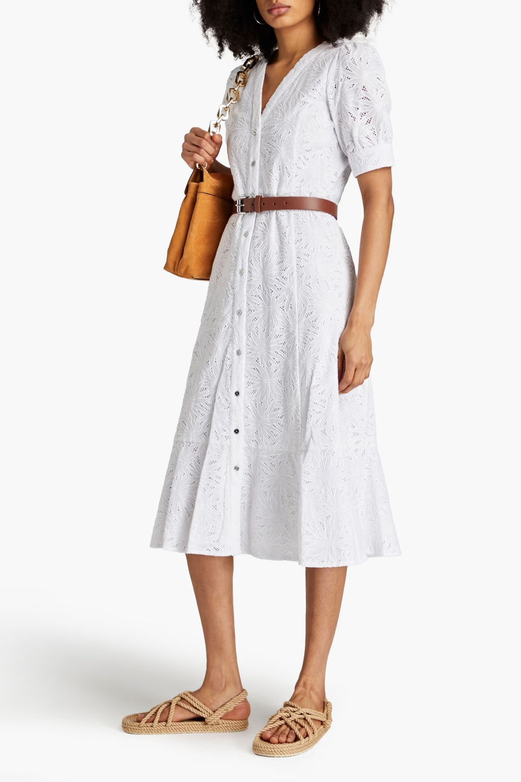 Belted cotton guipure lace midi shirt dress | The Outnet (UK and Europe)