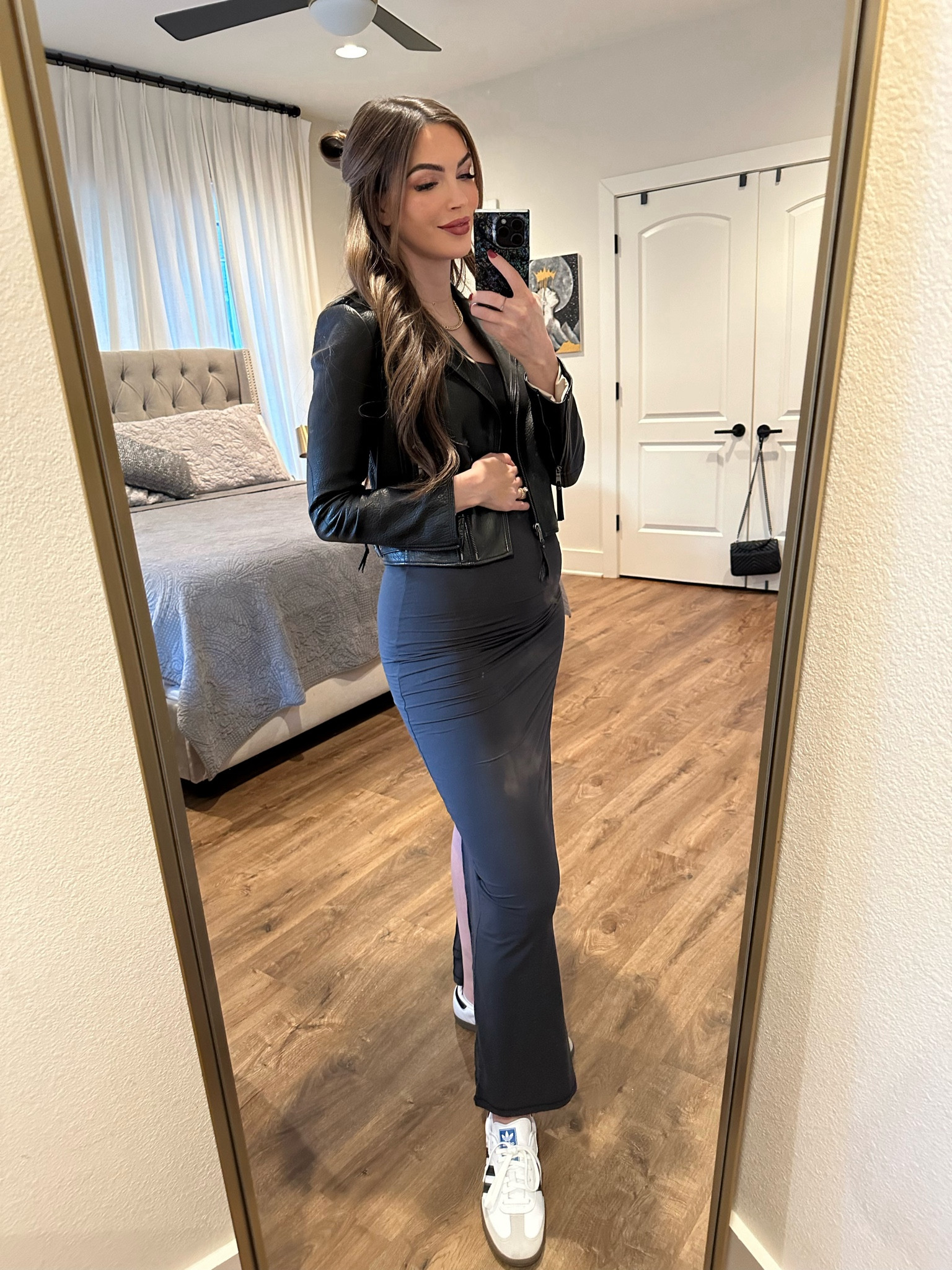 Finally got my hands on the Skims maternity dress and she is cute… and sooo comfortable! Wearing a size small. 

#LTKbump