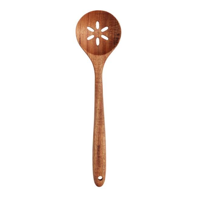 Acacia Wood Slotted Cooking Spoon | World Market