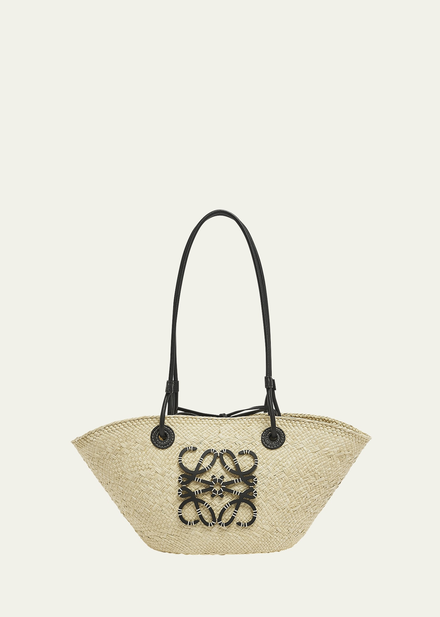 Loewe x Paula's Ibiza Anagram Small Basket Bag in Iraca Palm with Leather Handles | Bergdorf Goodman
