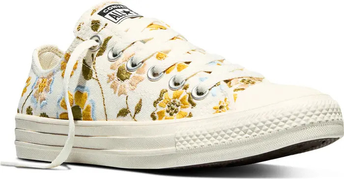 Gender Inclusive Chuck Taylor All Star Floral Embroidered Canvas Low Top Sneaker | Nordstrom