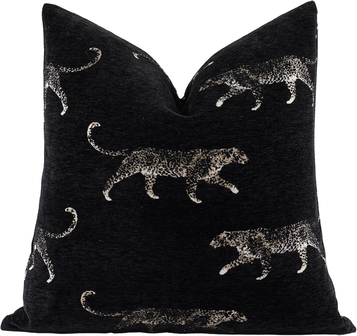 Croker Horse New 20x20'' inches Throw Pillow Cushion Covers - Black Color with Chenille Jacquard Embroidery Golden Leopard Luxury Modern Style Couch Sofa Bed Pillow Cover for Living Room Bedroom | Amazon (US)