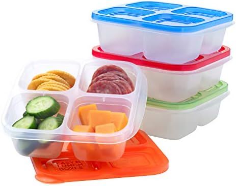 EasyLunchboxes - Bento Snack Boxes - Reusable 4-Compartment Food Containers for School, Work and ... | Amazon (US)