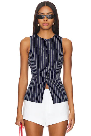 Jianna Vest in Navy & White | Revolve Clothing (Global)