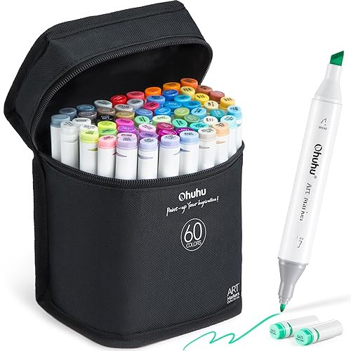 Ohuhu Alcohol Markers - Double Tipped Art Marker Set for Artist Adults' Coloring Sketching Illustration - 60 Colors - Chisel & Fine Dual Tips - Refillable Ink - Oahu Series of Ohuhu Markers | Amazon (US)