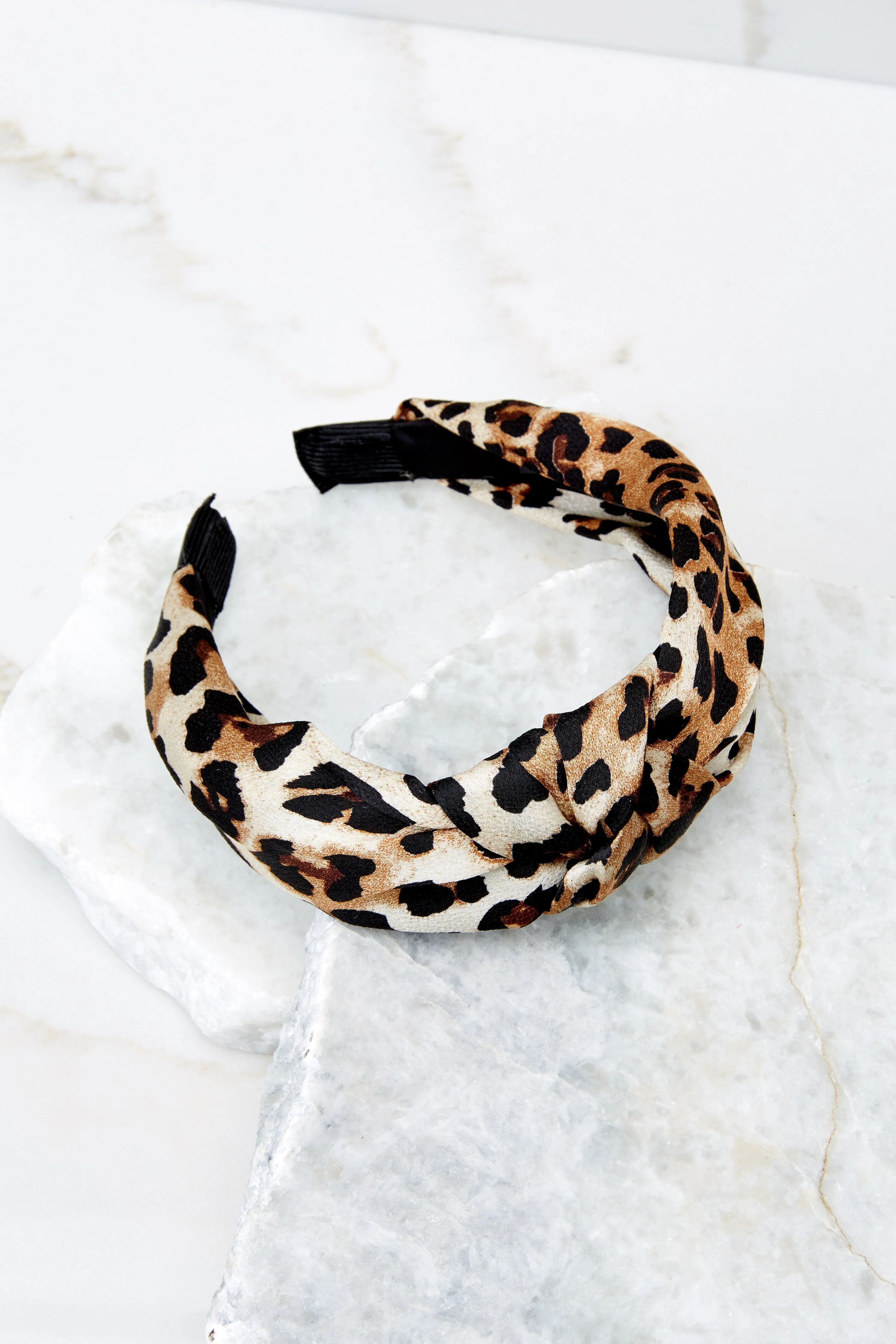 Knot Tamed Brown Leopard Print Headband | Red Dress 