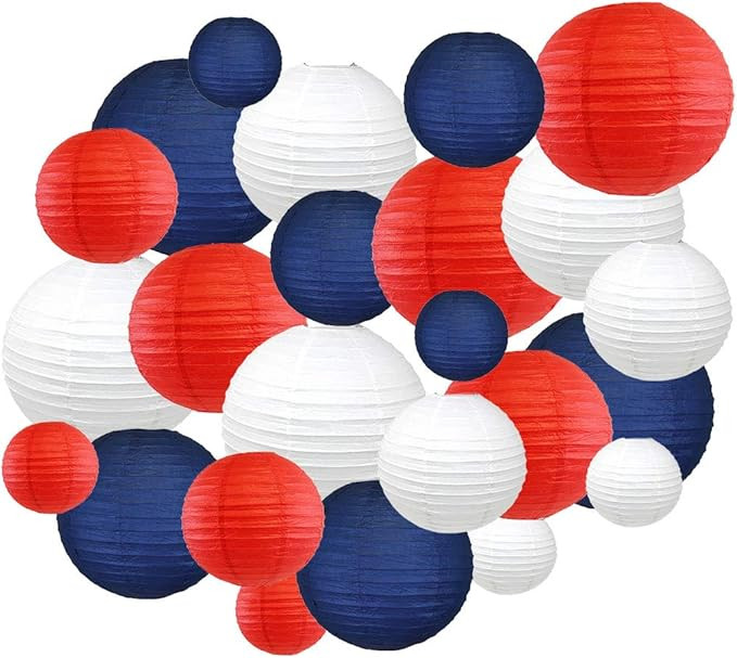 Just Artifacts Decorative Round Chinese Paper Lanterns 24pcs Assorted Sizes & Colors (Color: Red,... | Amazon (US)