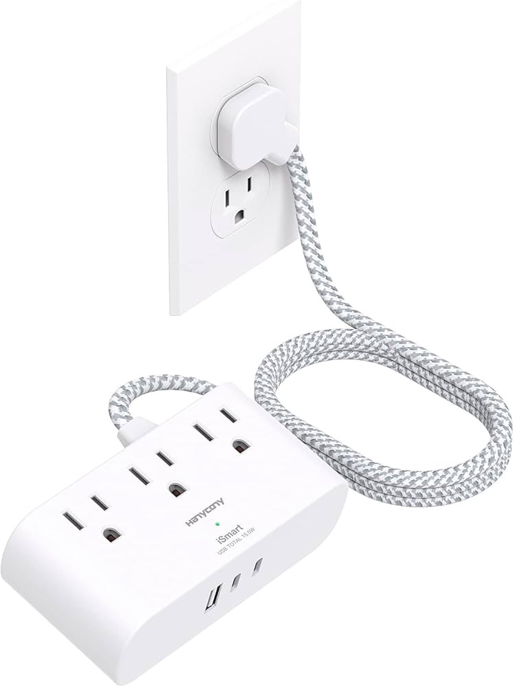 Flat Plug Power Strip, 6 Ft Ultra Thin Flat Extension Cord, 3 Outlets 3 USB Ports(2 USB C) Multi Plug Outlet Extender with No Surge Protector for Cruise Ship, Travel, Dorm Room Essentials | Amazon (US)