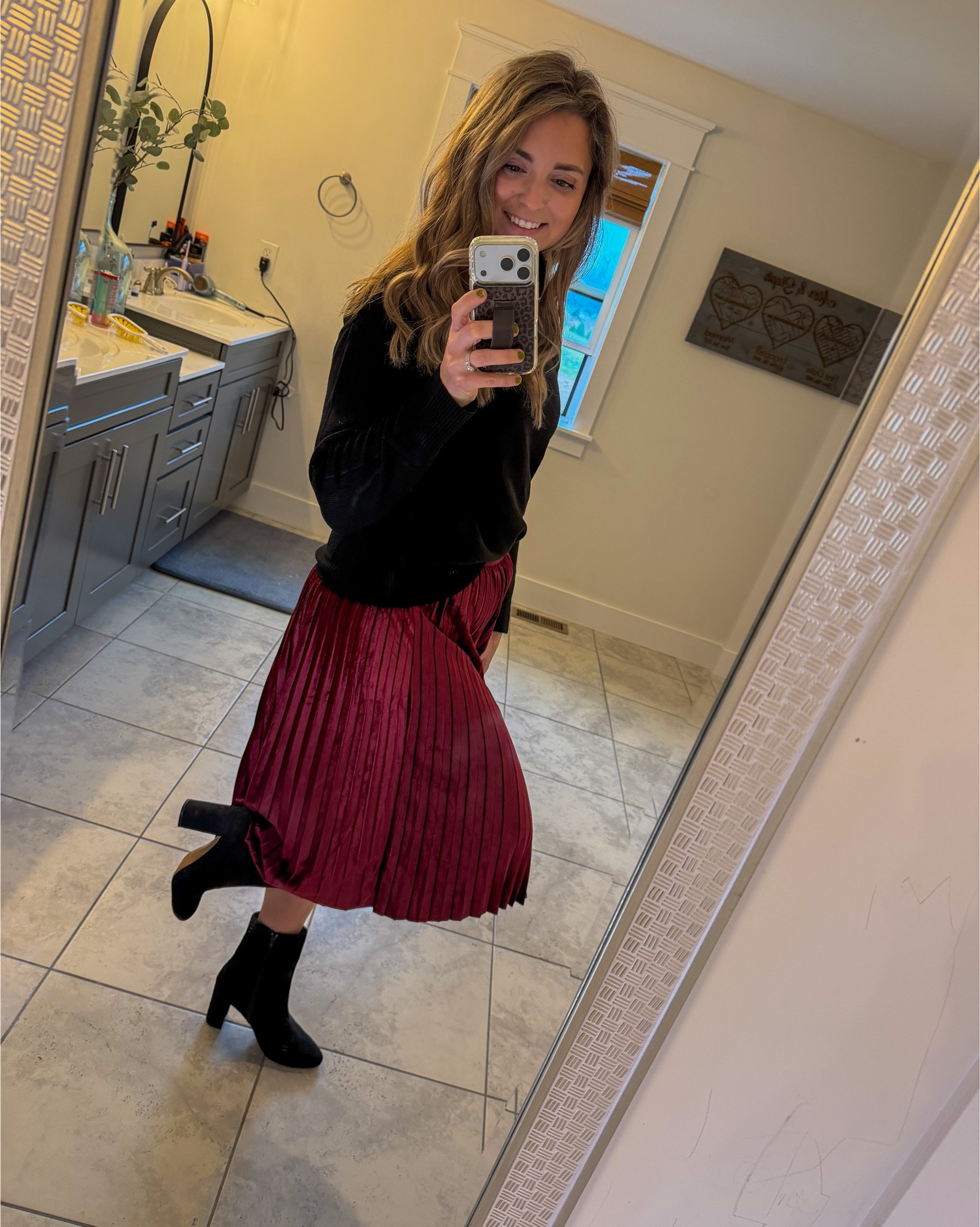 Feeling all the Christmas vibes in this outfit ❤️💫
This look is perfect for Christmas family photos, holiday parties, Christmas Day, and even winter weddings.
The pleated skirt gives that gorgeous movement, the black sweater keeps it chic, and the heeled boots pull everything together.

Shop the look below 👇
✨ Skirt — Amazon
✨ Sweater — Lulu’s
✨ Boots — DSW

#HolidayOutfit #ChristmasStyle #WinterWeddingGuest #LTKHoliday #LTKFashion #MomStyle #TheLinkedMom

#LTKHoliday #LTKgrwm #LTKootd