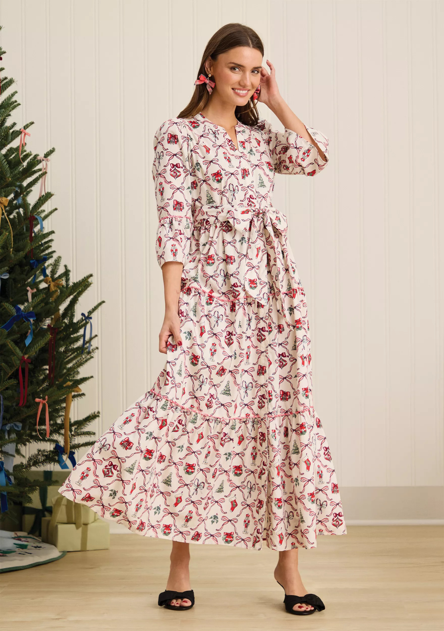 Sewing Down South x Crown & Ivy™ Long Sleeve Maxi Dress with Sash | Belk