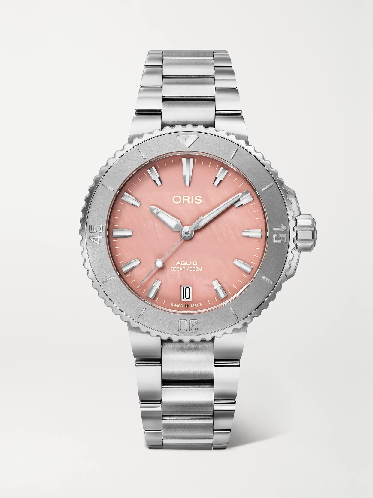 ORIS - Aquis Date Automatic 36.5mm Stainless Steel And Mother-of-pearl Watch - Red | NET-A-PORTER (US)