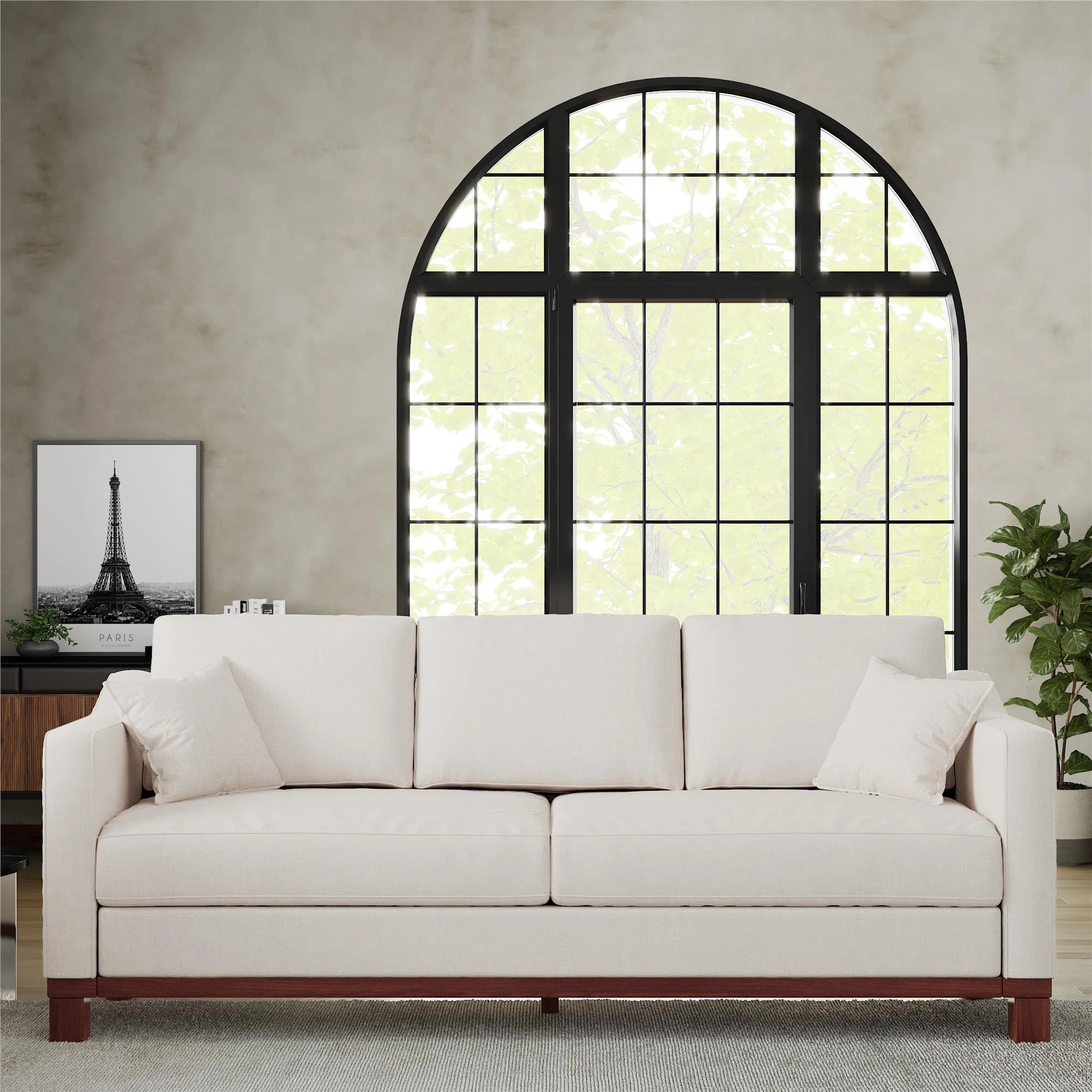 Raliat Upholstered Wood Base Sofa with 2 Throw Pillows | Wayfair North America