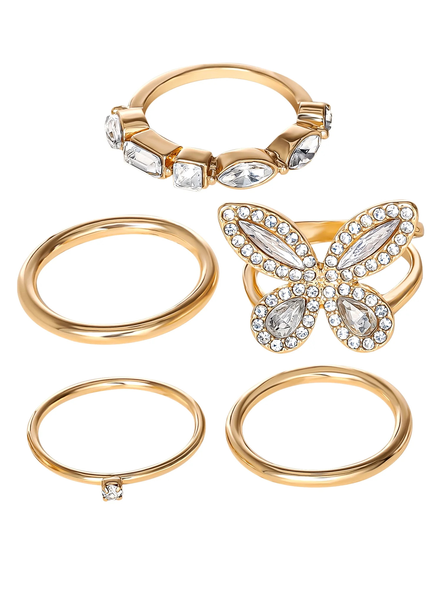 Jessica Simpson Butterfly Ring Set, Set of 5 | Walmart (US)