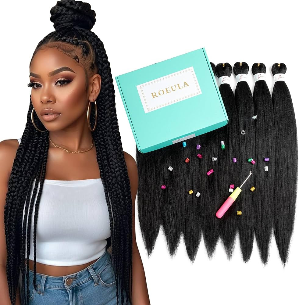 Pre Stretched Braiding Hair 20 Inch 8 Packs Long Black Braiding Hair Pre Stretched Professional P... | Amazon (US)