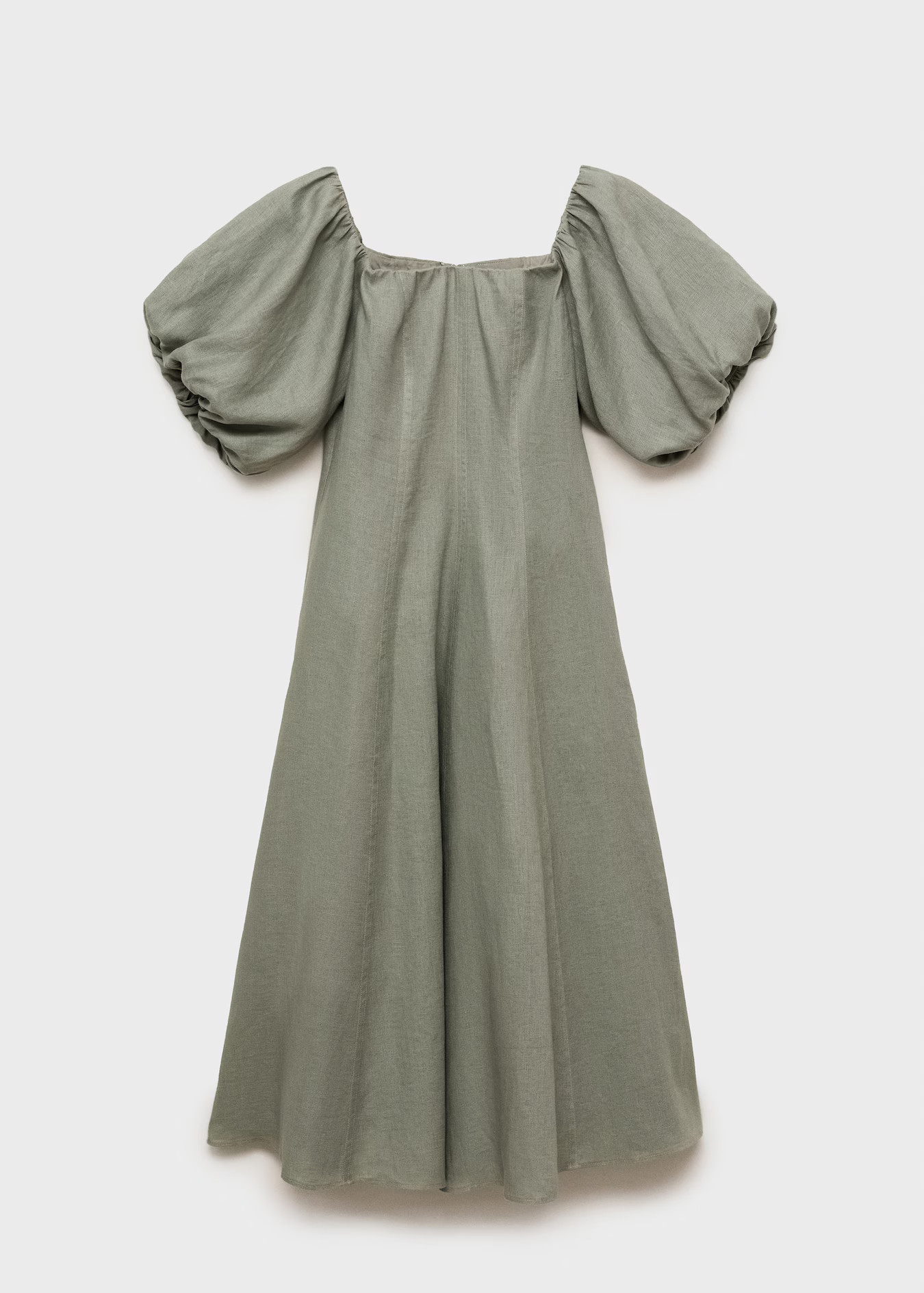 Linen dress with puffed sleeves - Women | MANGO USA | Mango (US/MX/AU)