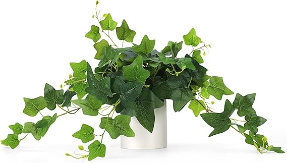Faux Potted Plant - Fake Pothos Decorative Plants with White Ceramic Pot for Desk Shelf Bathroom ... | Amazon (US)