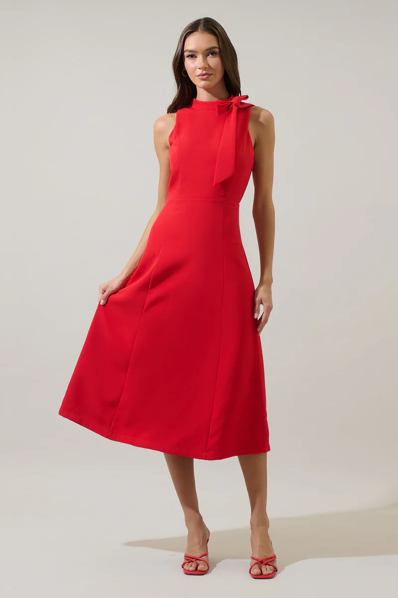 Daliah Sleeveless Bow Midi Dress | Sugarlips