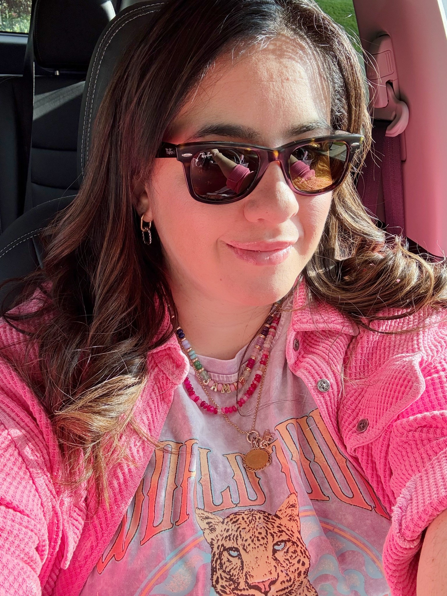 Necklace stack, layering necklaces, beaded necklace, band tee, casual outfit, wayfarer sunglasses 

#LTKSeasonal #LTKFindsUnder100 #LTKStyleTip