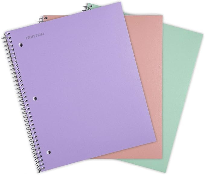 Mintra Office Durable Spiral Notebooks, 1 Subject, (Salmon, Sage Green, Lavender, College Ruled 3... | Amazon (US)