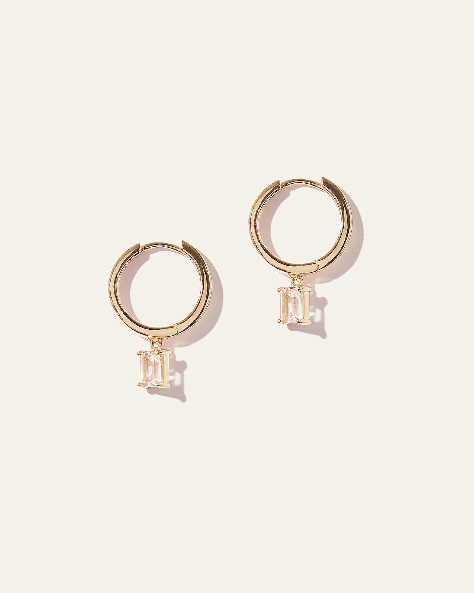 Emerald Cut Topaz Dangle Hoops in Gold Vermeil | Quince