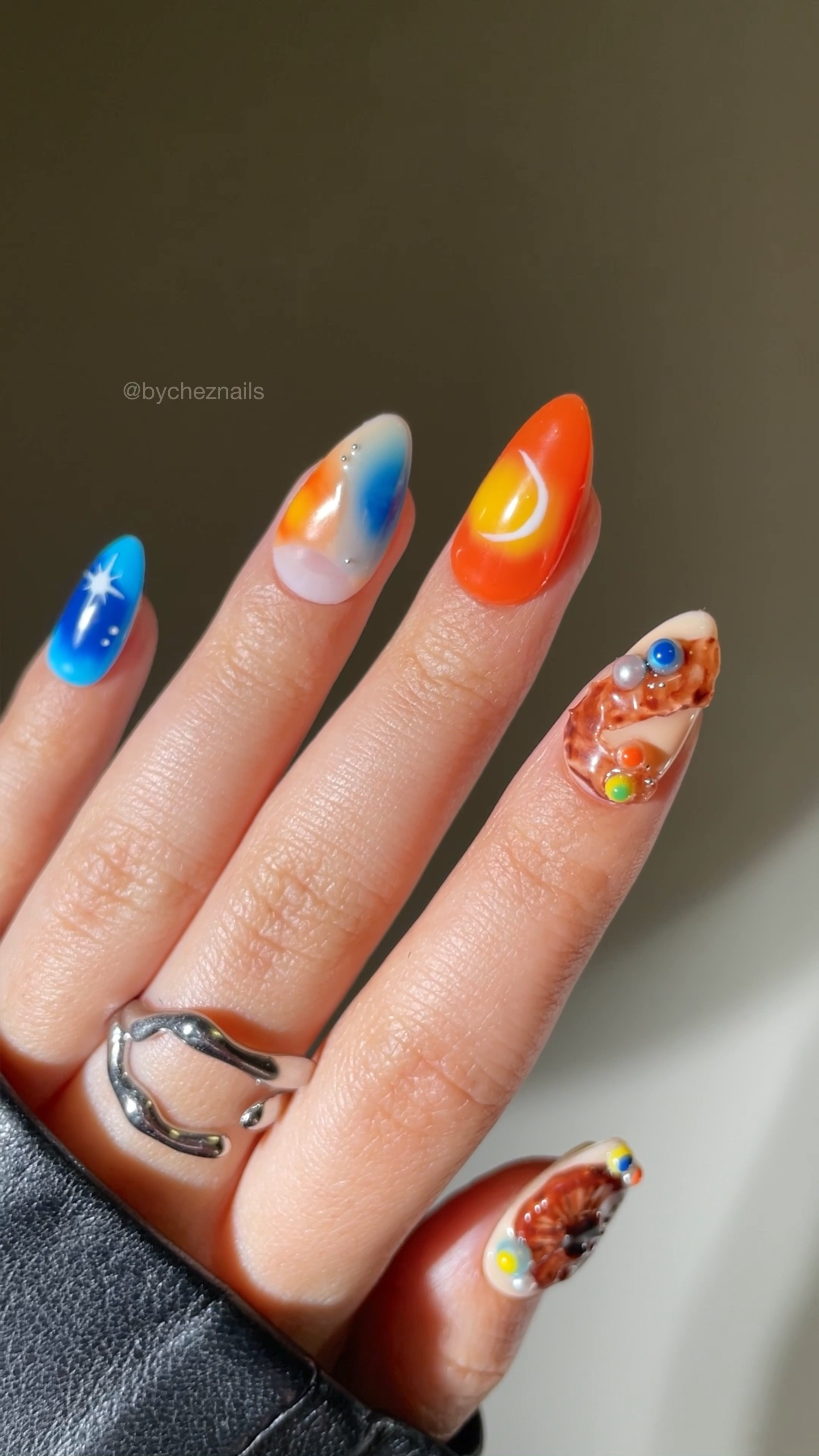 Nail art inspired by Dune Part 2 🧡 this was soooo fun to create! I freestyled this design based on inspiration pics from Dune’s Instagram and my knowledge of the book. I tried blooming gel and 3D gel for the first time too, which I both love.

#LTKVideo #LTKbeauty #LTKFestival