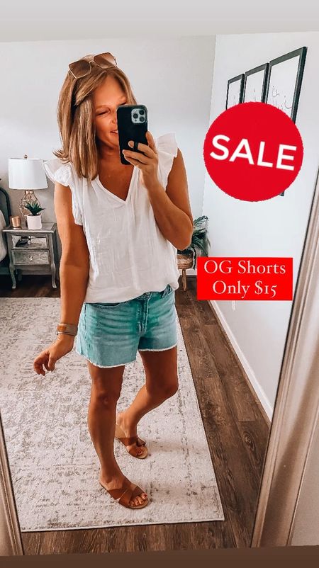 3 inch denim shorts on sale $15 at Old Navy. Fits tts, more colors and lengths 

Shorts, summer outfit, denim shorts, casual outfit, white tops, old navy, sale, sandals, over 40 fashion 

#LTKOver40 #LTKSaleAlert #LTKFindsUnder50