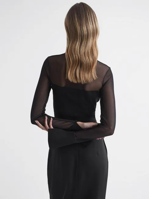 Sheer Block Crop Top | Reiss US