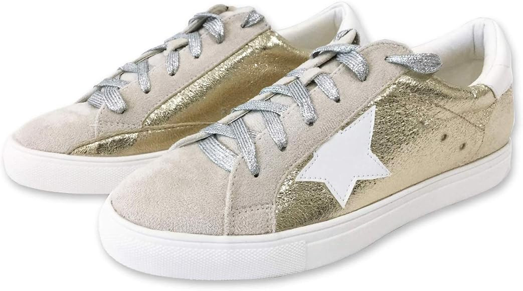 Women's Fashion Star Sneaker Lace Up Low Top Comfortable Cushioned Walking Shoes | Amazon (US)