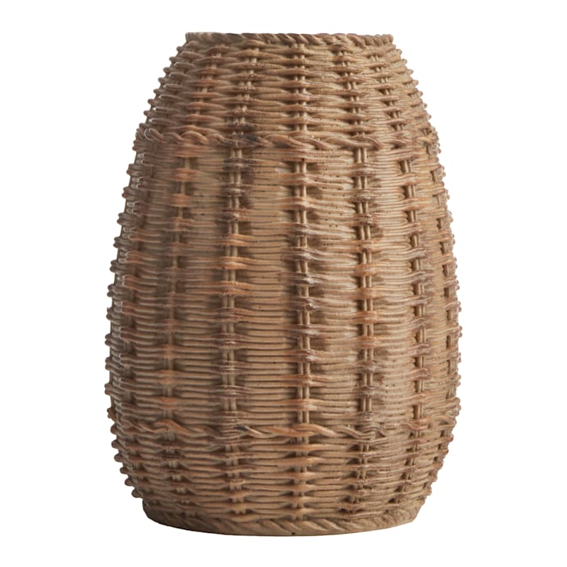 Brown Wicker-Look Vase, 8" | At Home