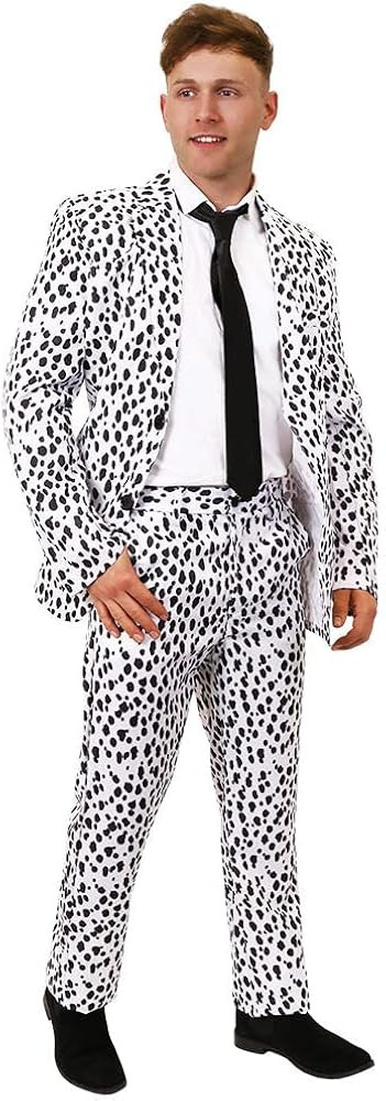 Men's Dalmatian Print Suit Fancy Dress Costume with Black Tie - Size Small - XX-Large | Amazon (US)