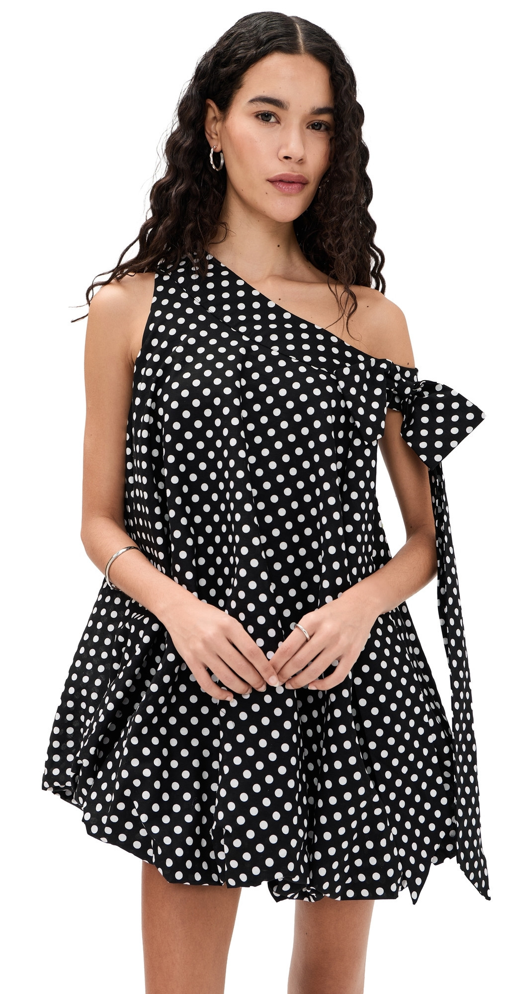 Elexiay Bow Mini Dress Black Polka Dot S | Shopbop