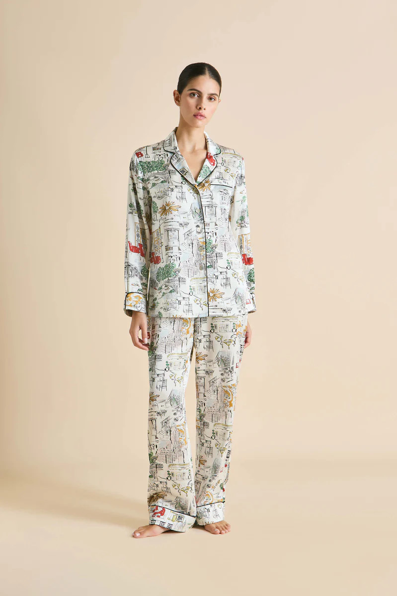 Lila Carlyle Ivory Pyjamas in Silk Satin | Olivia von Halle