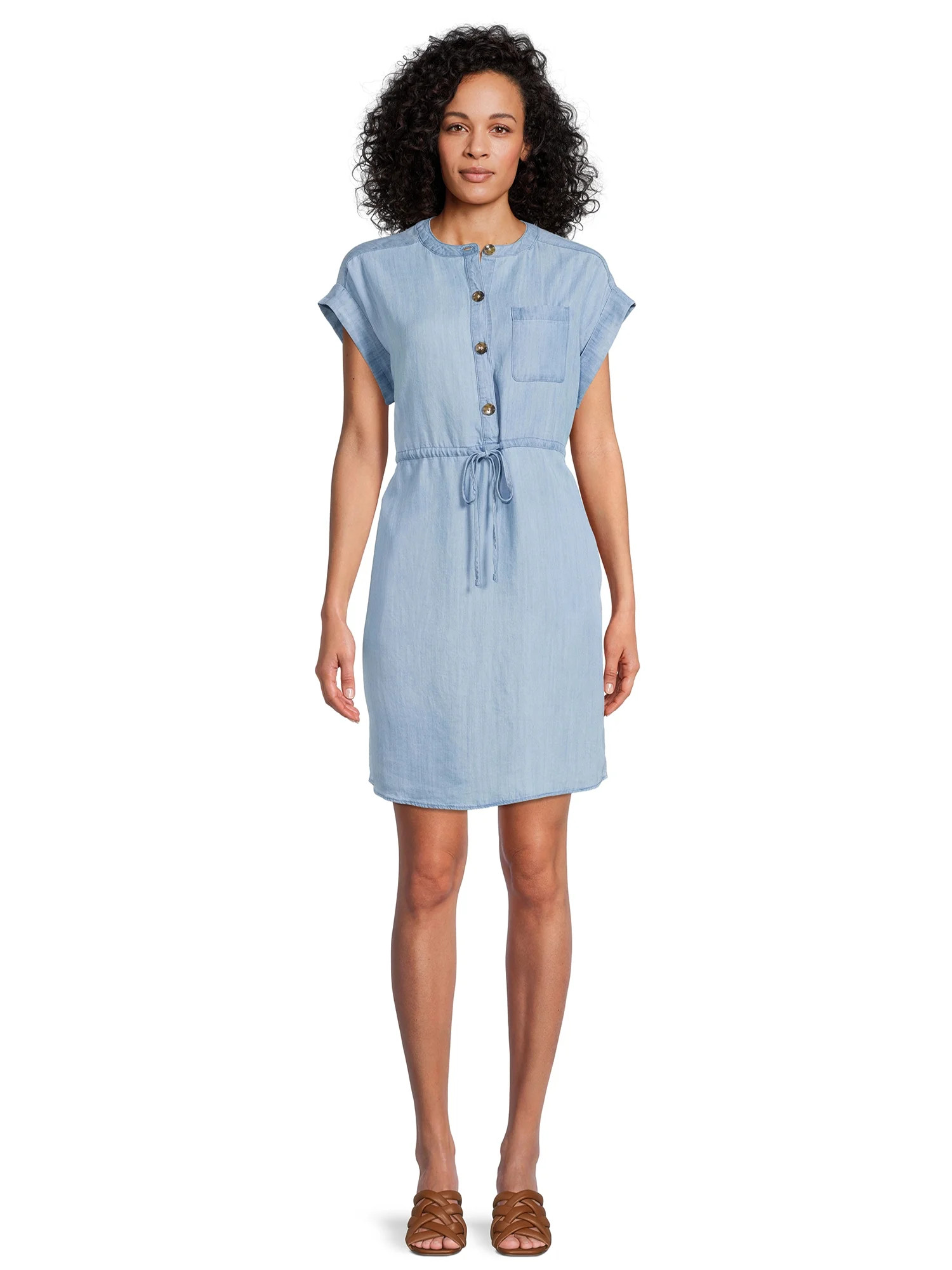 Time and Tru Women's Short Sleeve Shirt Dress | Walmart (US)