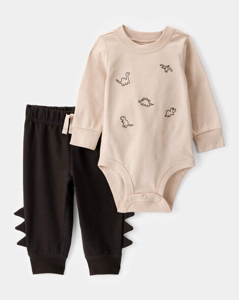 Baby Boy 2-Piece Dinosaur Long-Sleeve Bodysuit Pant Set - Brown | Carter's Inc