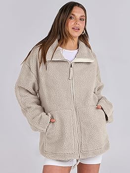 ANRABESS Womens Fleece Jacket Oversized Zip Up Sherpa Fuzzy Casual Coats Winter Fall Outerwear 20... | Amazon (US)