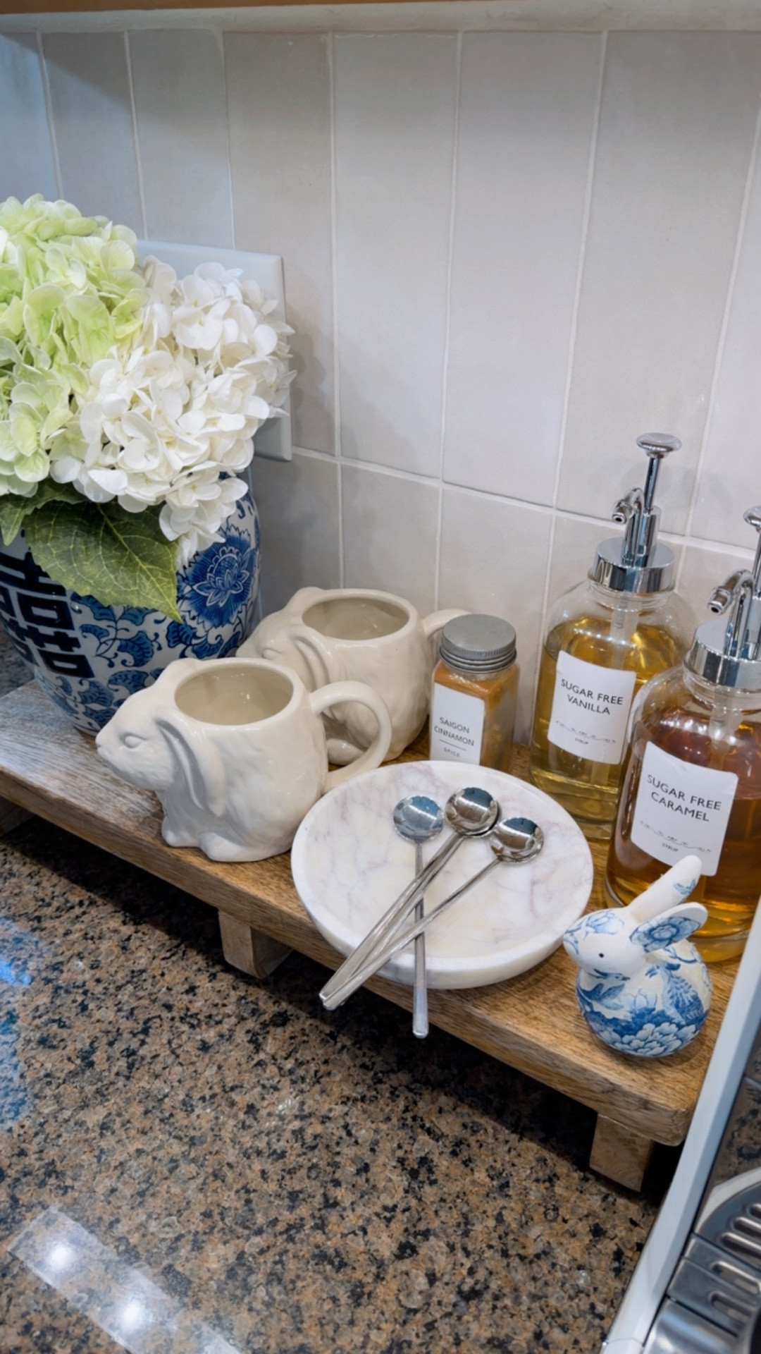 Spring/Easter Coffee Bar
#spring #coffeestation #bunnymug #amazonhome #chinoiserie #breville #coffeemachine #marble 

#LTKSeasonal #LTKHome